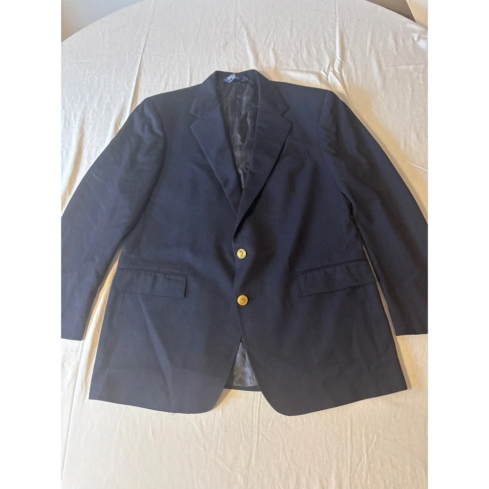 Polo Ralph Lauren Blazer Mens 42L Navy Blue  Gold‎ Crest Buttons USA
